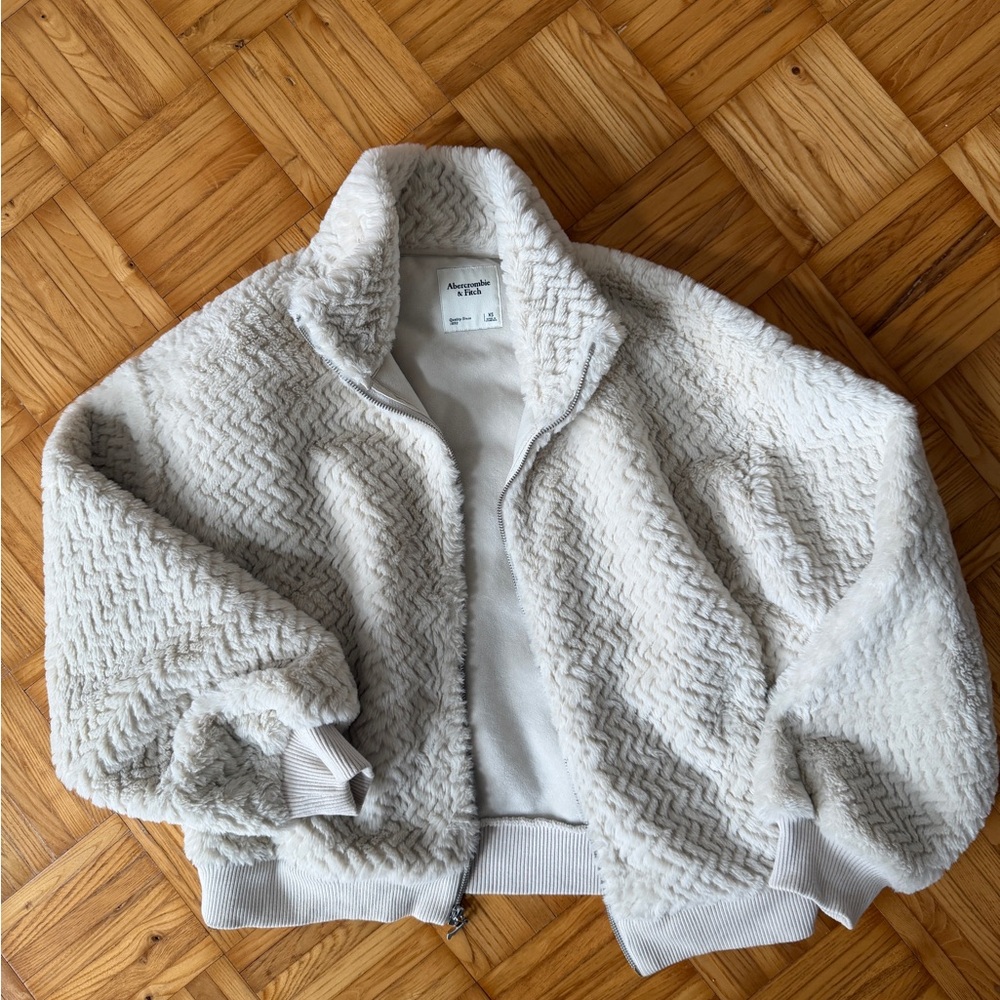 Abercrombie & Fitch zip up herringbone faux fur jacket